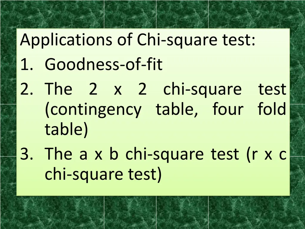 applications of chi square test 1 goodness