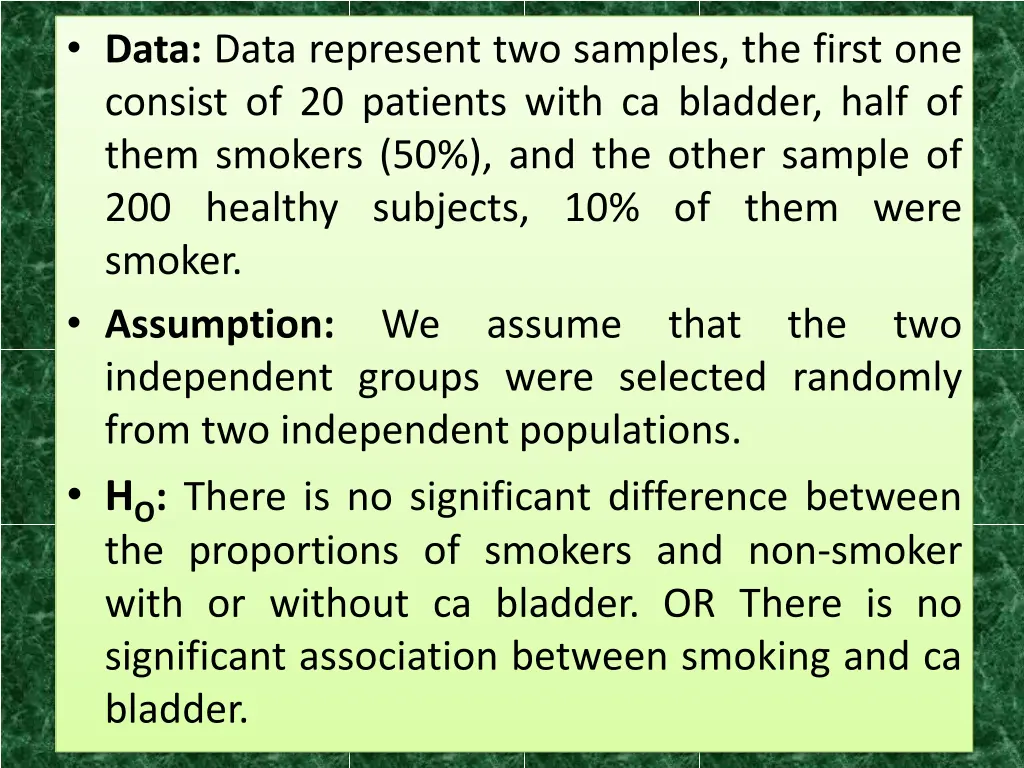 data data represent two samples the first