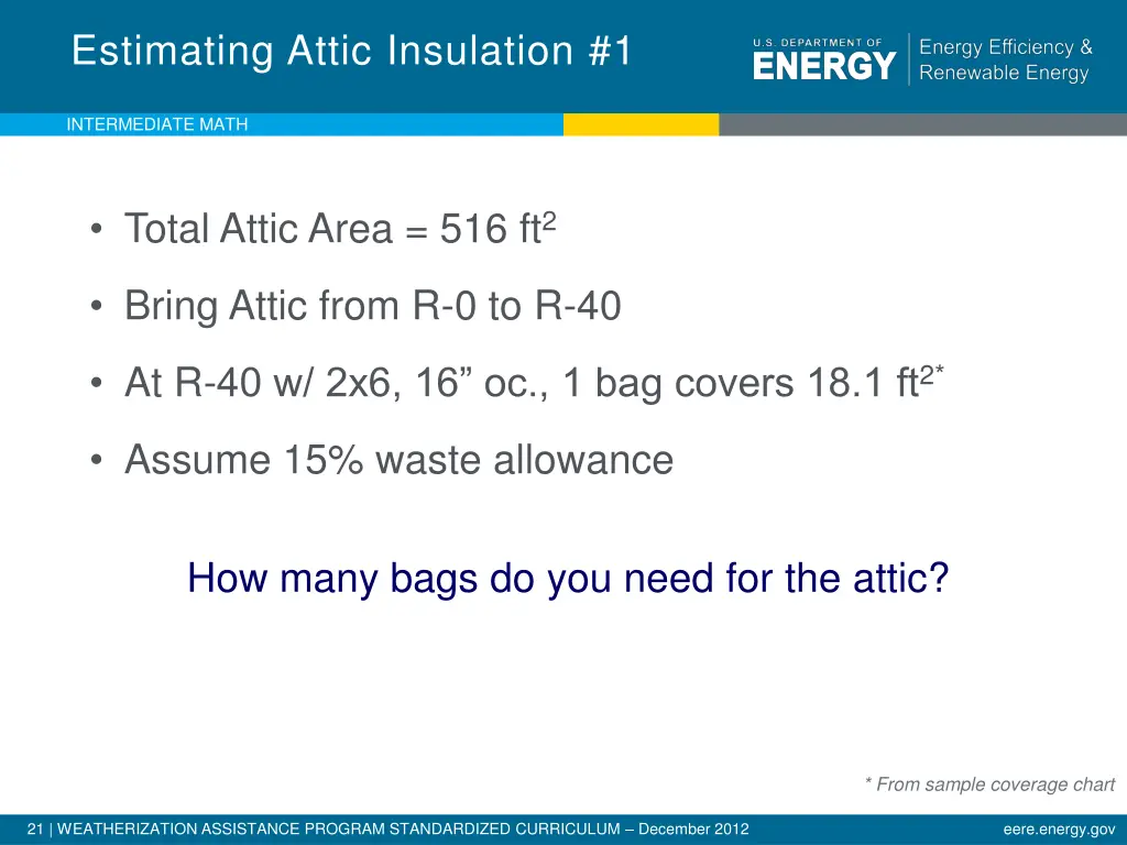 estimating attic insulation 1 1