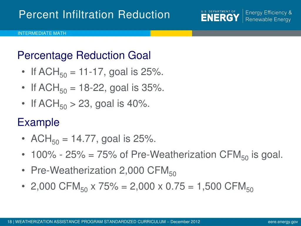 percent infiltration reduction