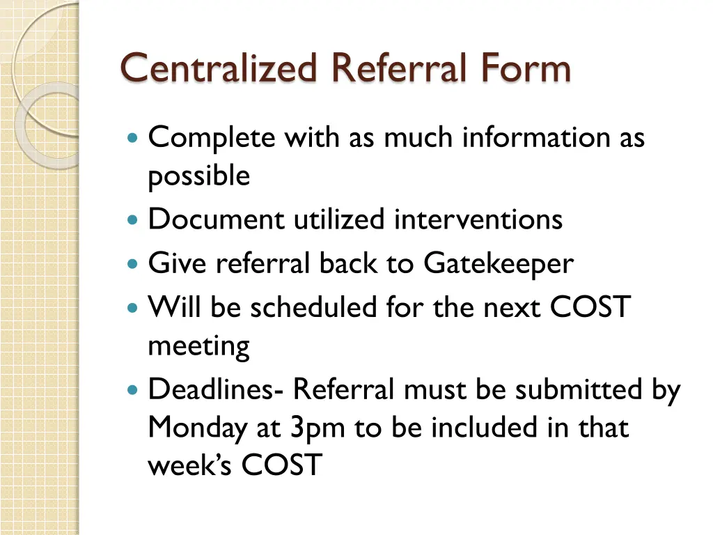 centralized referral form