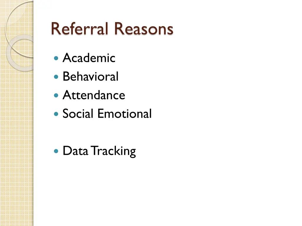 referral reasons