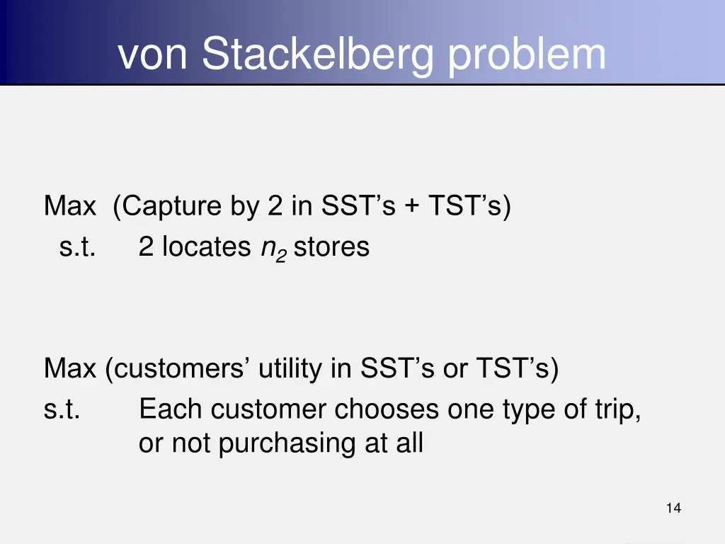 von stackelberg problem