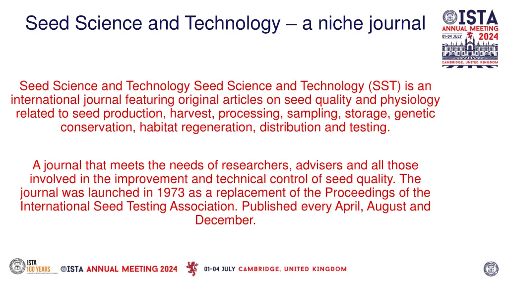 seed science and technology a niche journal