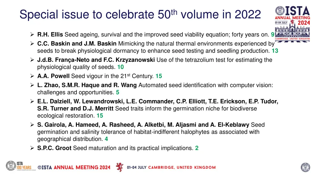 special issue to celebrate 50 th volume in 2022