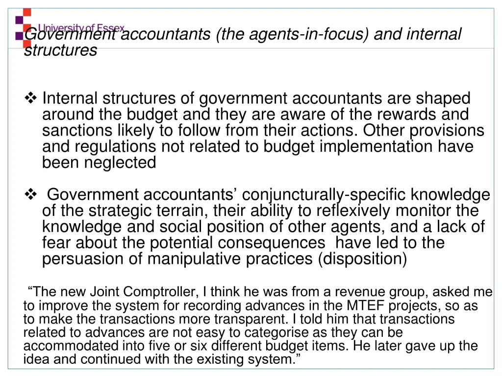 government accountants the agents in focus