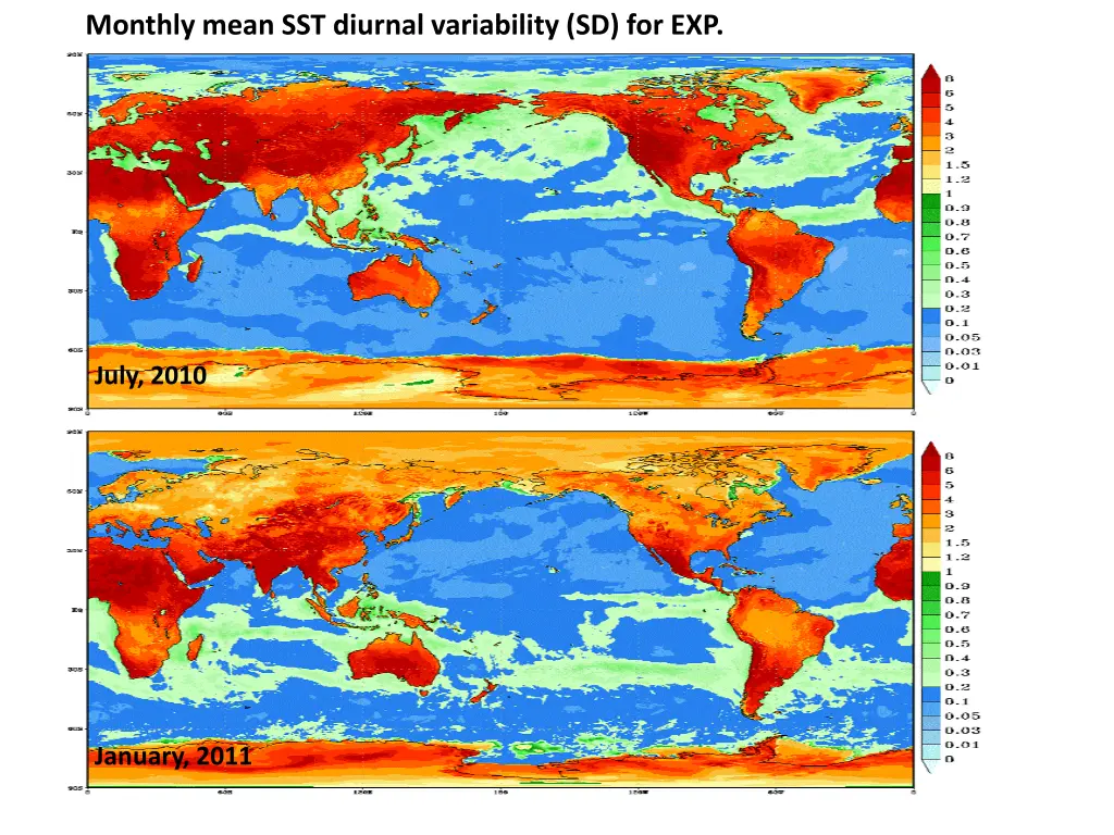 monthly mean sst diurnal variability sd for exp