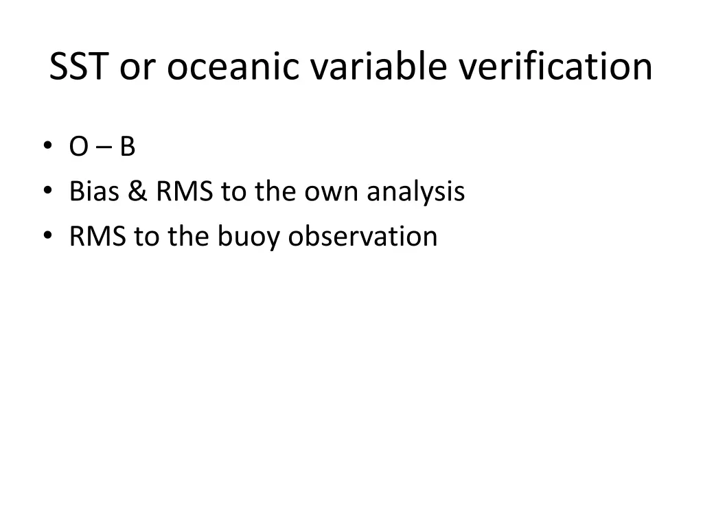 sst or oceanic variable verification