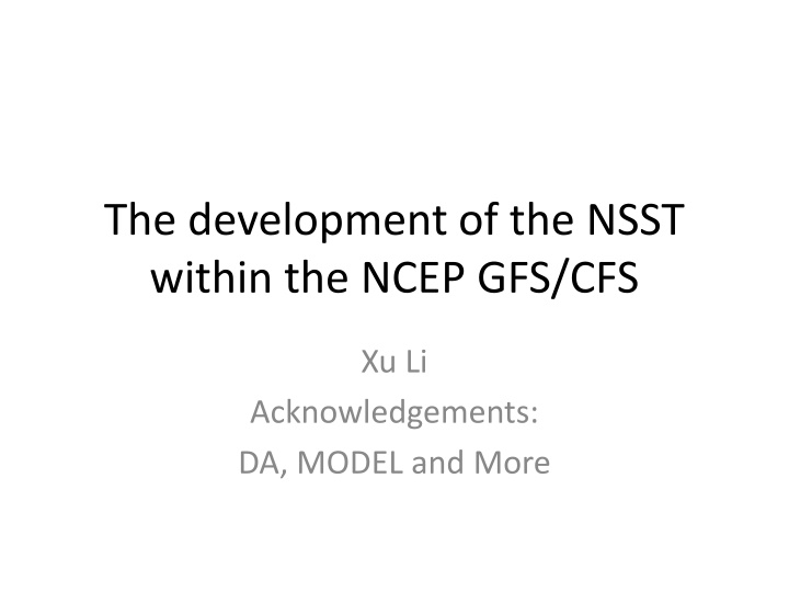 the development of the nsst within the ncep