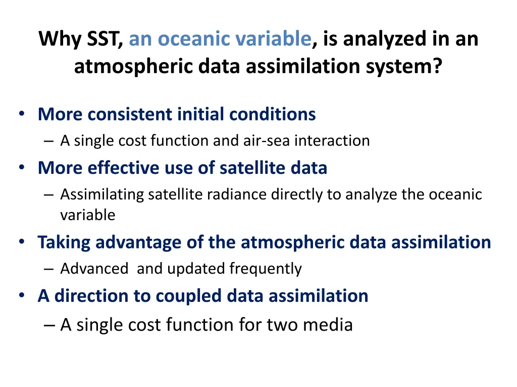 why sst an oceanic variable is analyzed