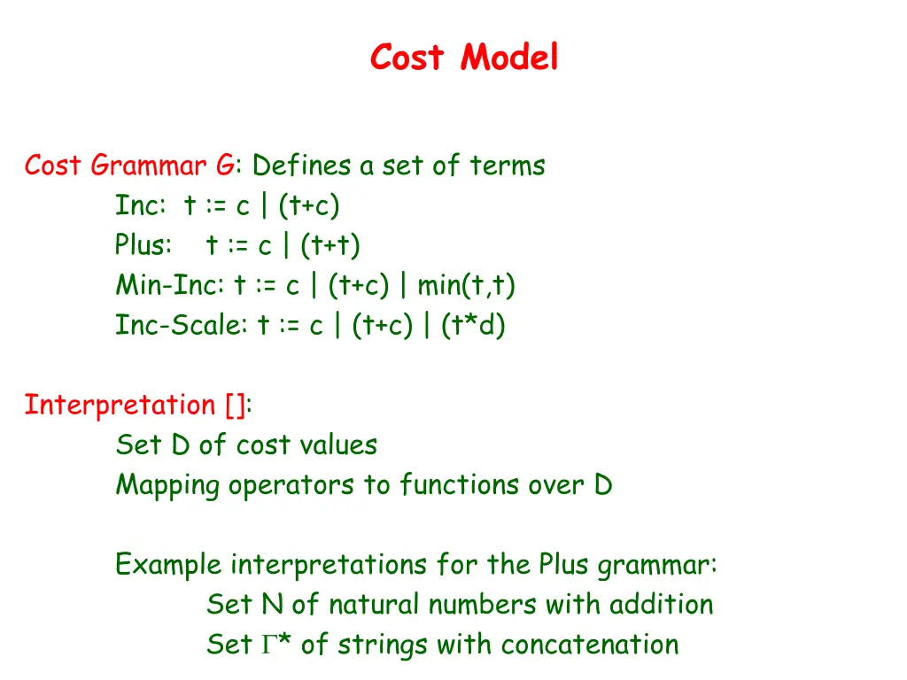 cost model