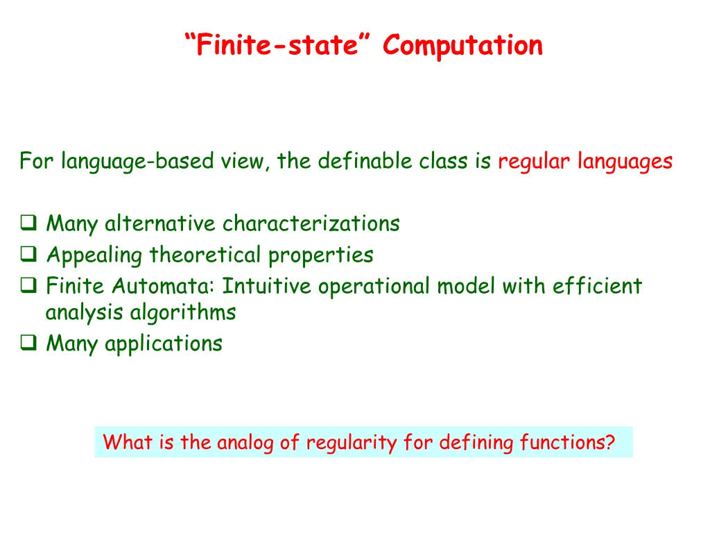 finite state computation