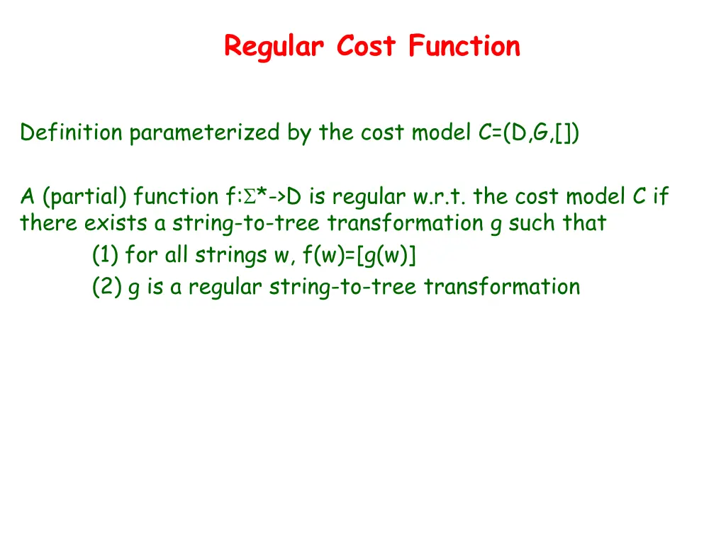 regular cost function