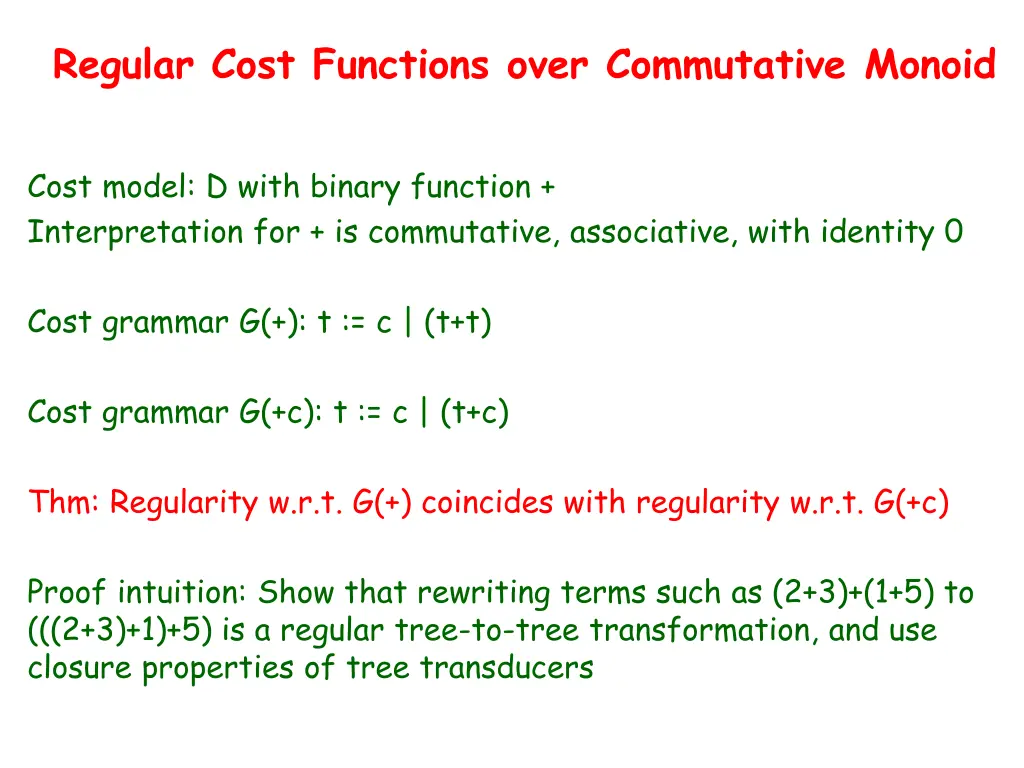 regular cost functions over commutative monoid