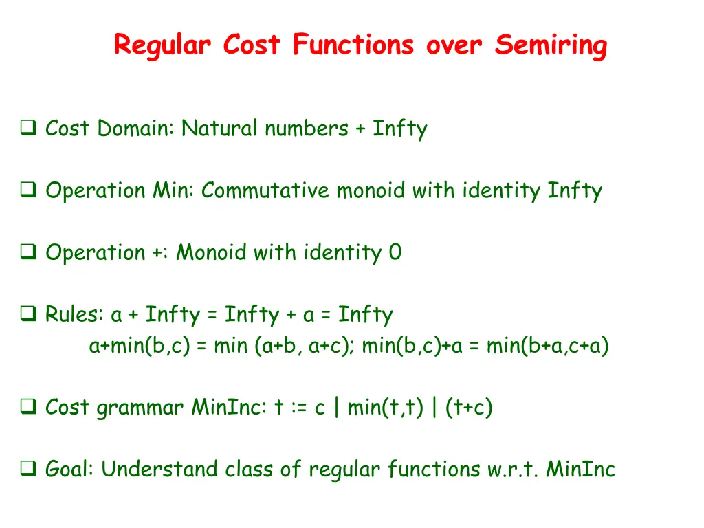 regular cost functions over semiring