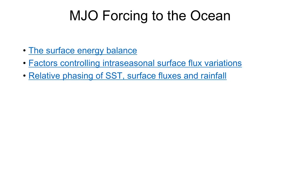 mjo forcing to the ocean