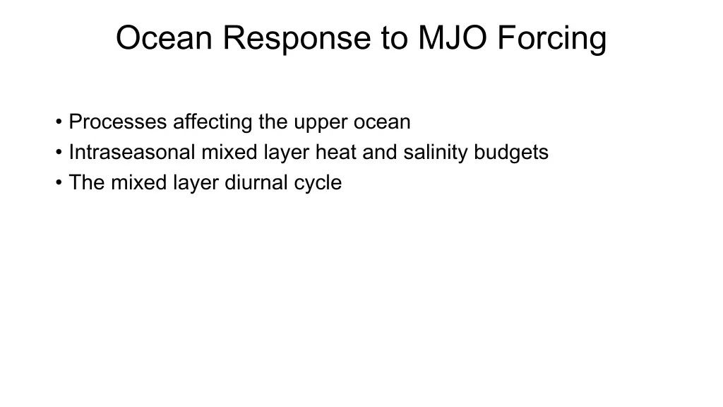 ocean response to mjo forcing