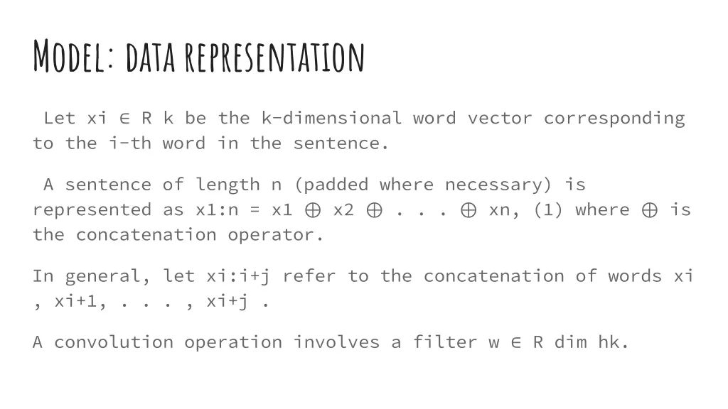 model data representation