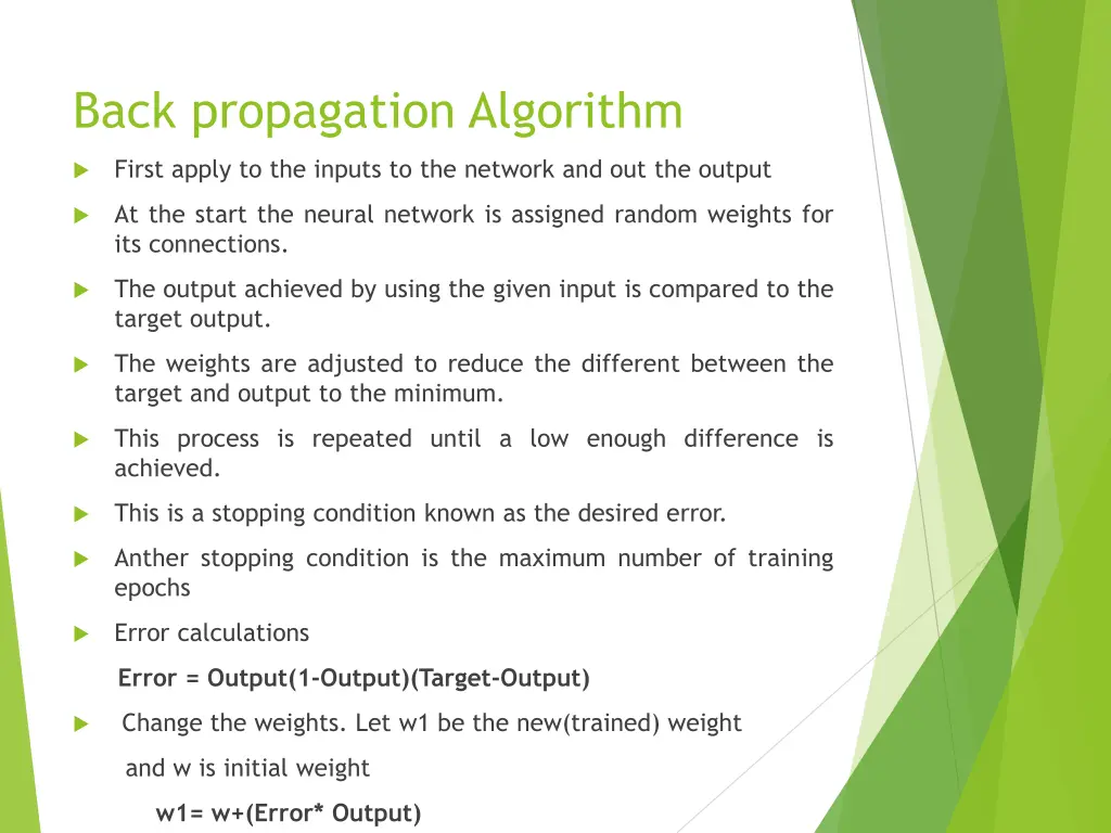 back propagation algorithm