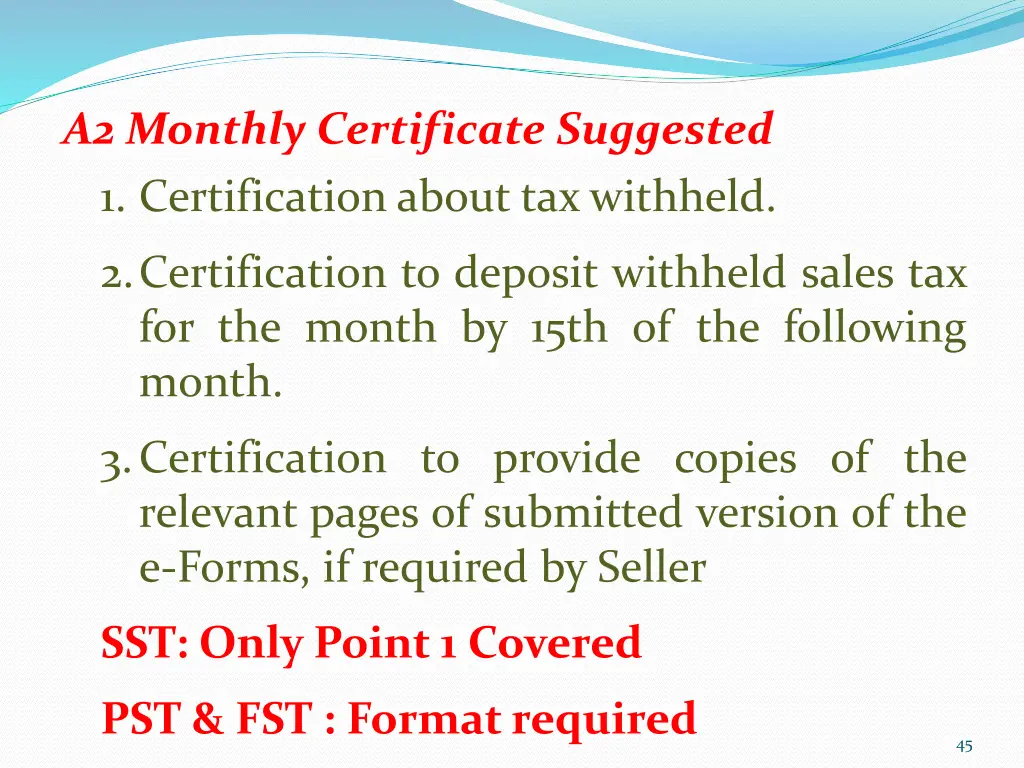 a2 monthly certificate suggested 1 certification