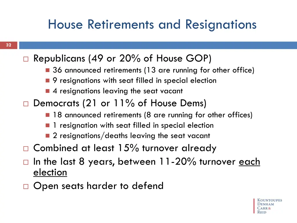 house retirements and resignations