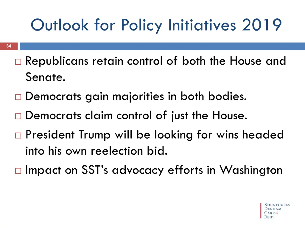 outlook for policy initiatives 2019