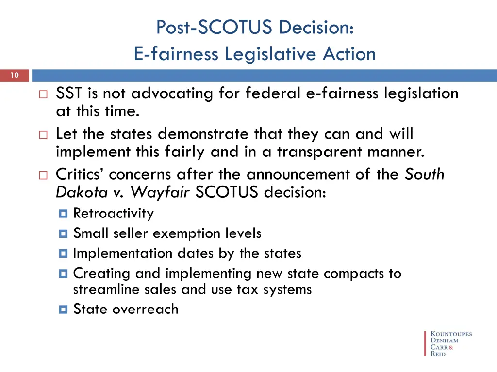 post scotus decision e fairness legislative action