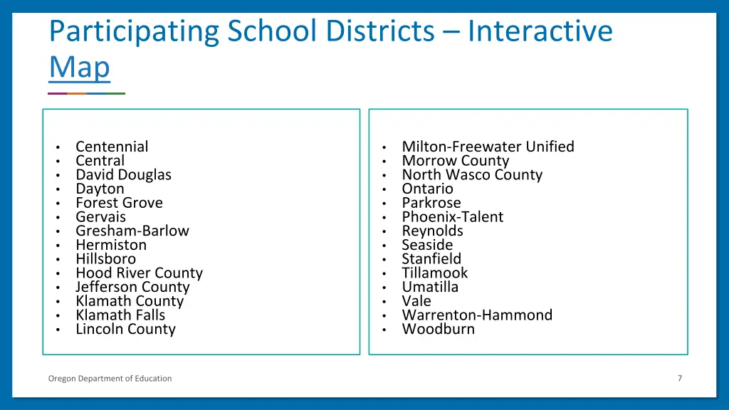 participating school districts interactive map