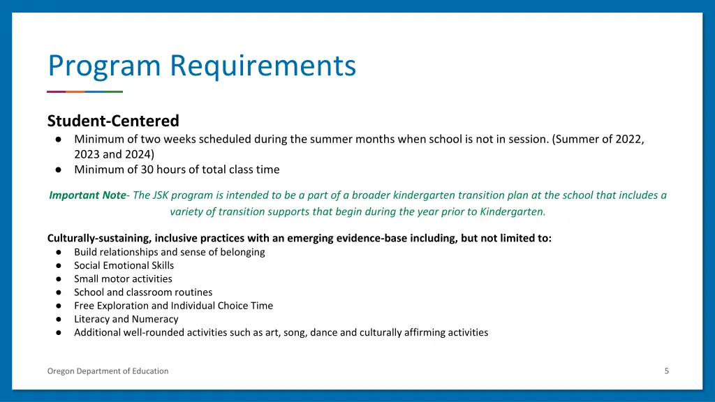 program requirements