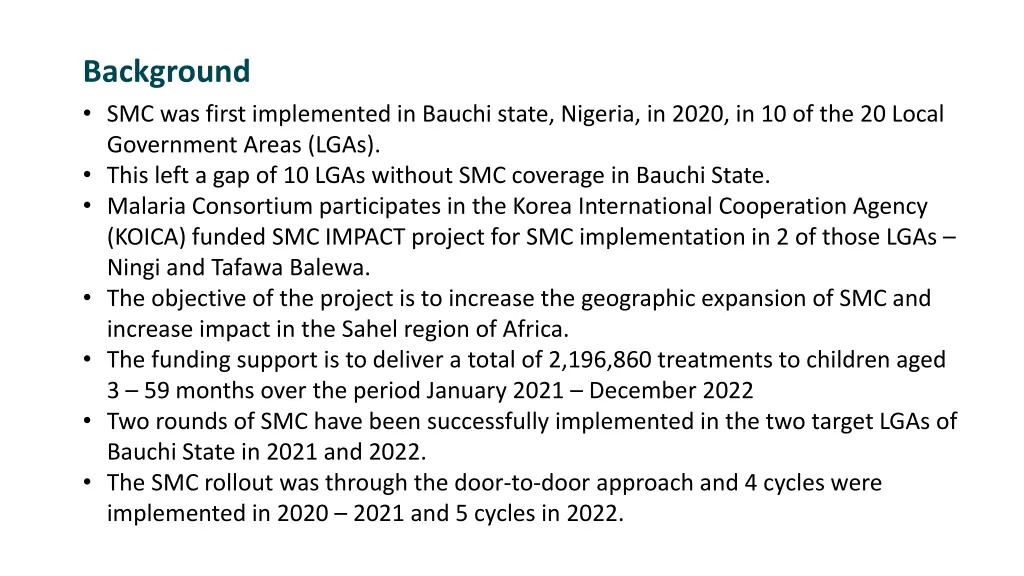 background smc was first implemented in bauchi