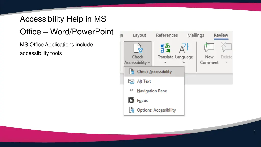 accessibility help in ms office word powerpoint