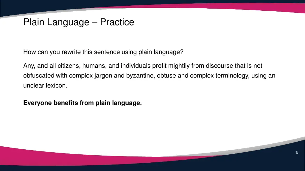 plain language practice