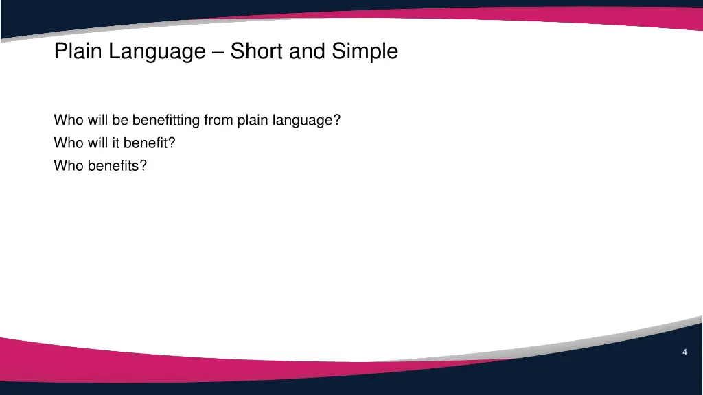 plain language short and simple