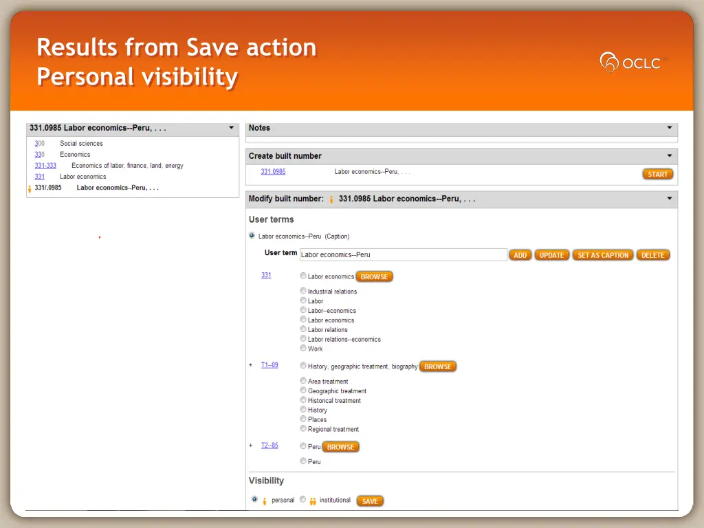 results from save action personal visibility