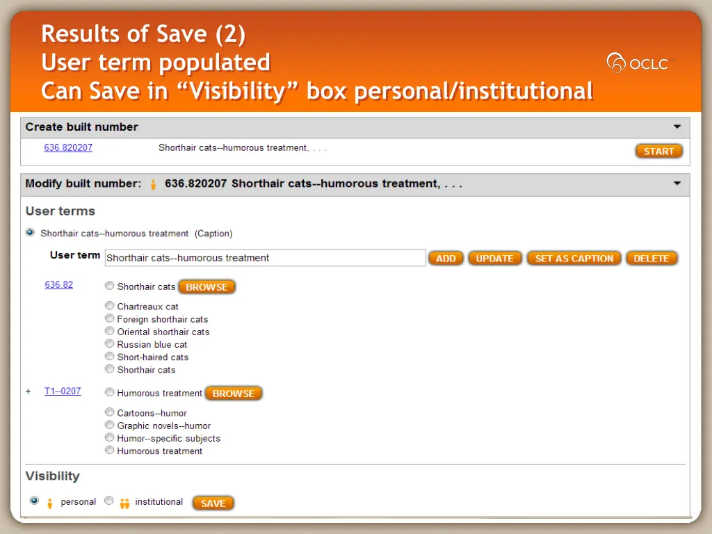 results of save 2 user term populated can save