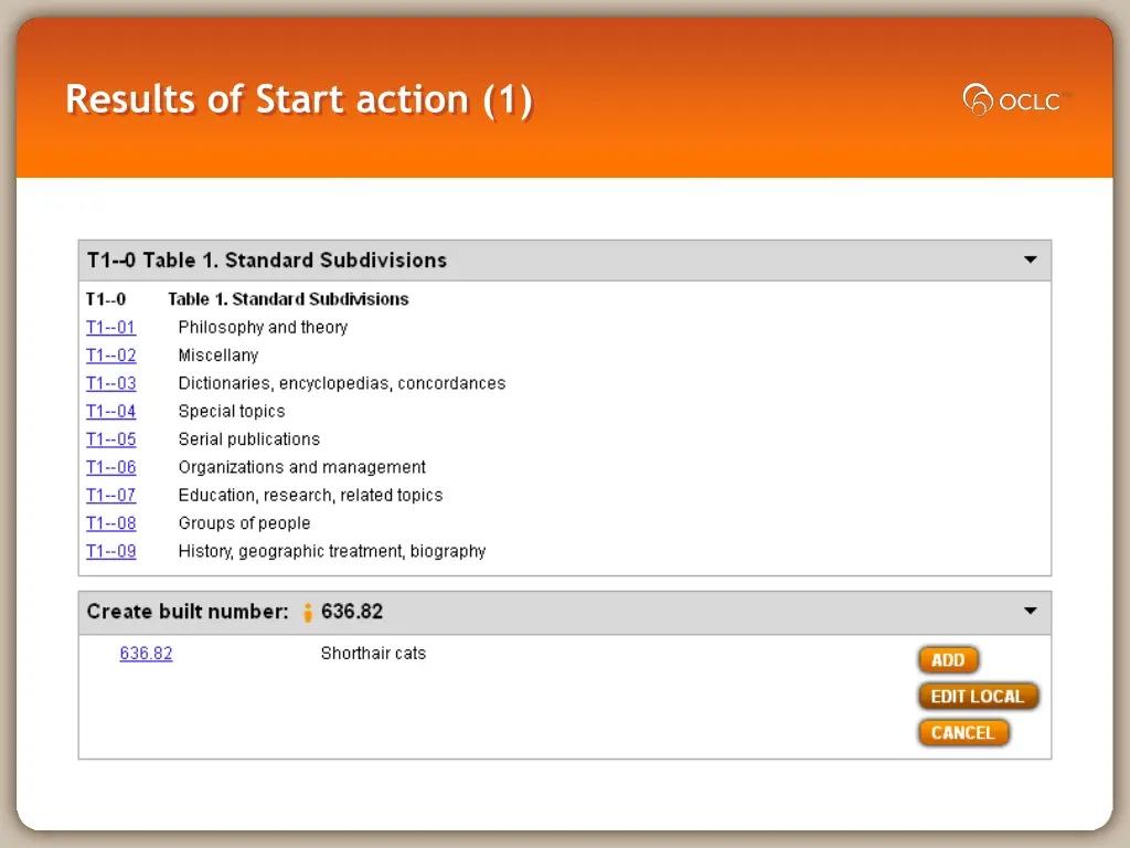 results of start action 1