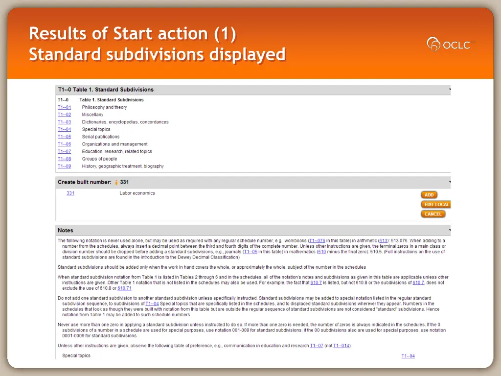 results of start action 1 standard subdivisions