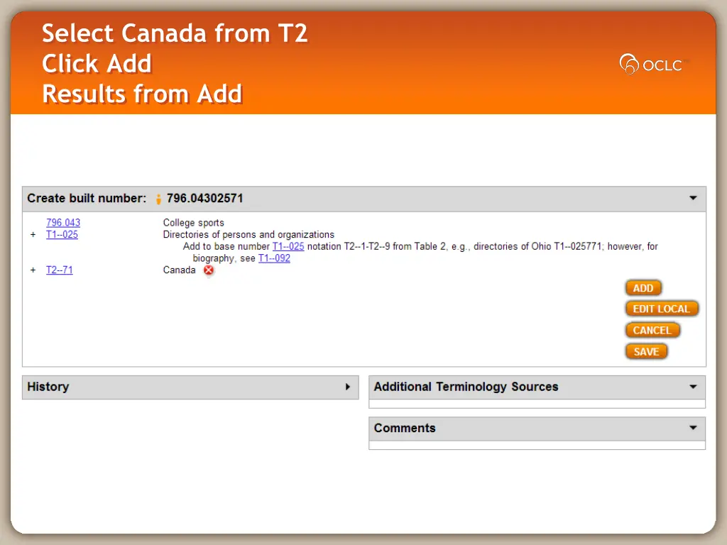 select canada from t2 click add results from add