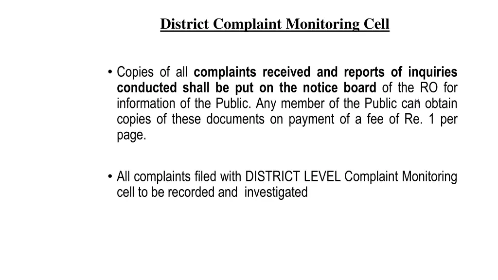 district complaint monitoring cell