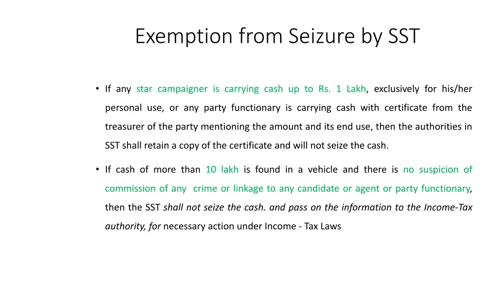 exemption from seizure by sst