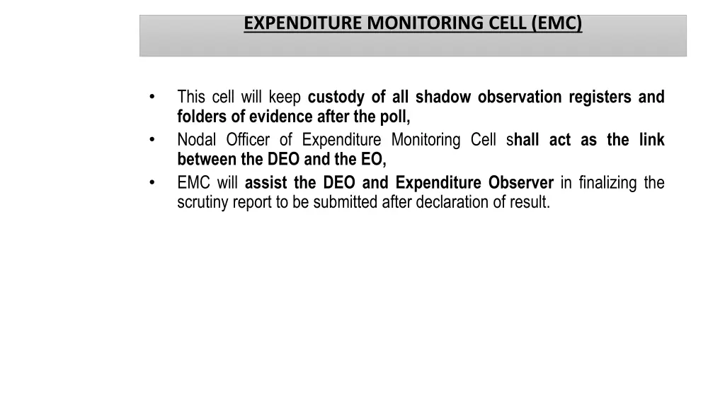 expenditure monitoring cell emc