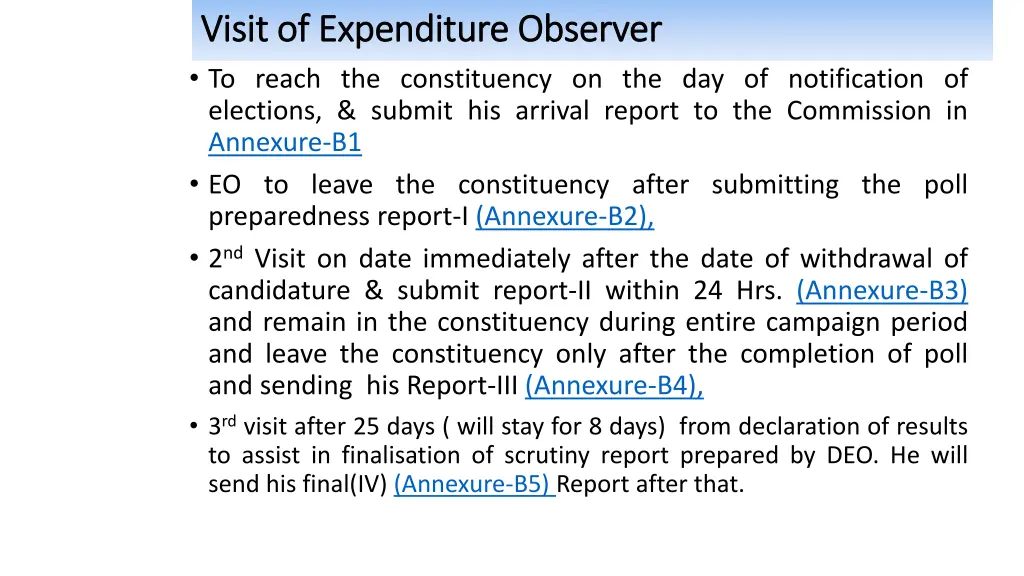 visit of expenditure observer visit