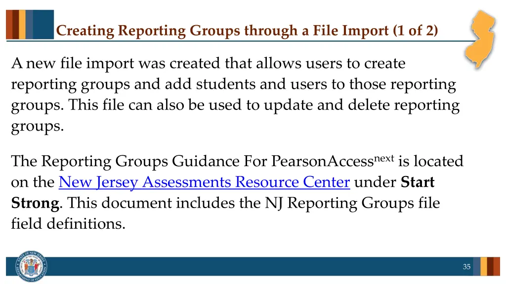 creating reporting groups through a file import