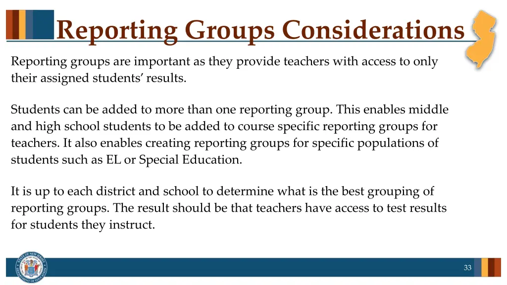 reporting groups considerations