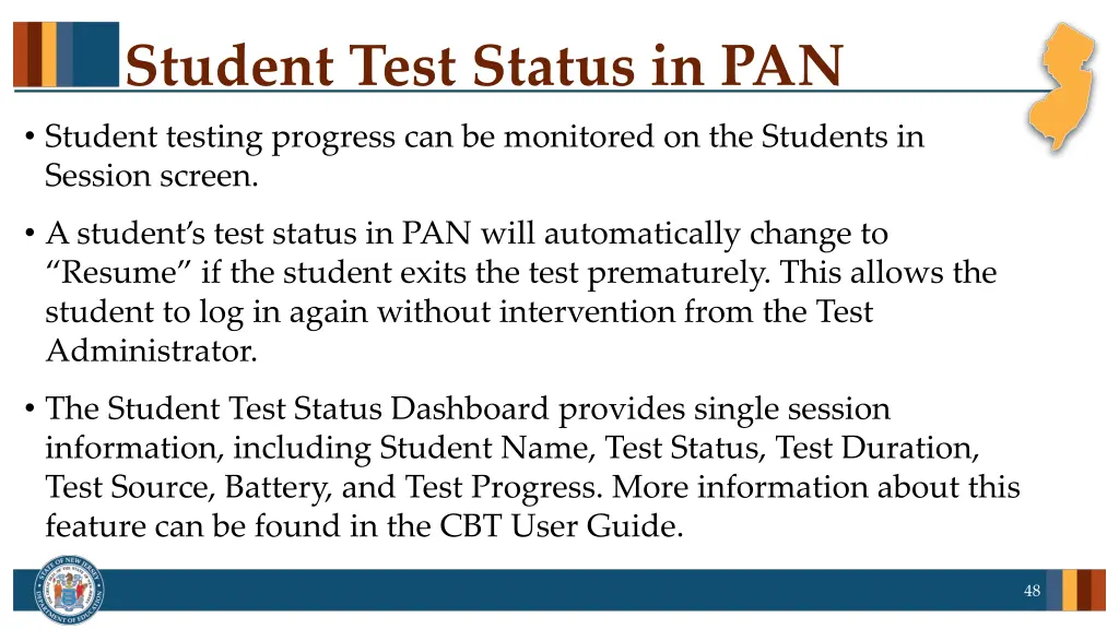 student test status in pan student testing