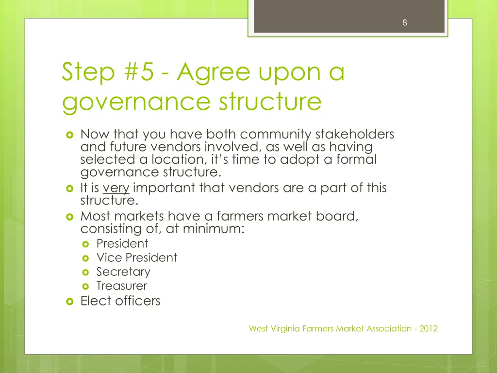 step 5 agree upon a governance structure