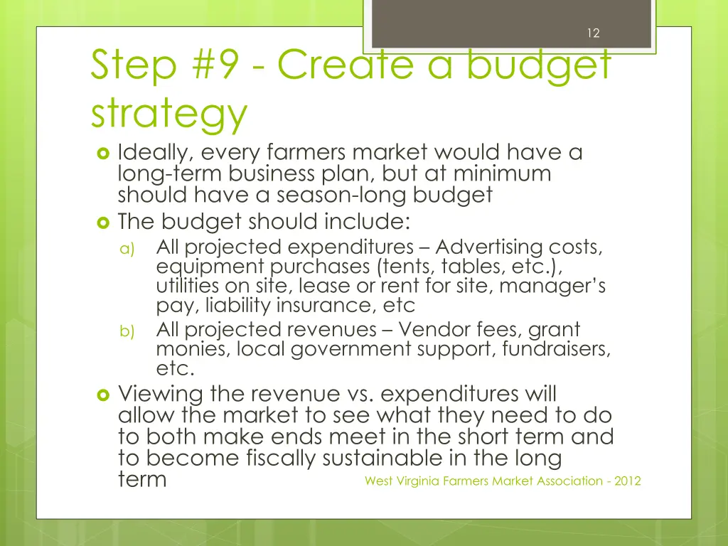 step 9 create a budget strategy ideally every