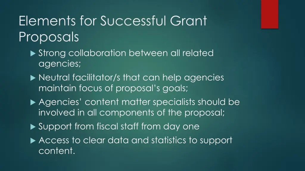 elements for successful grant proposals strong