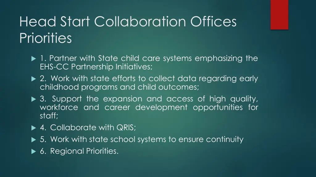 head start collaboration offices priorities