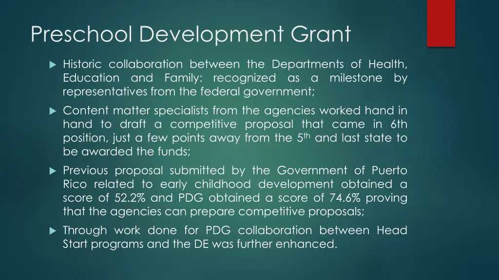 preschool development grant